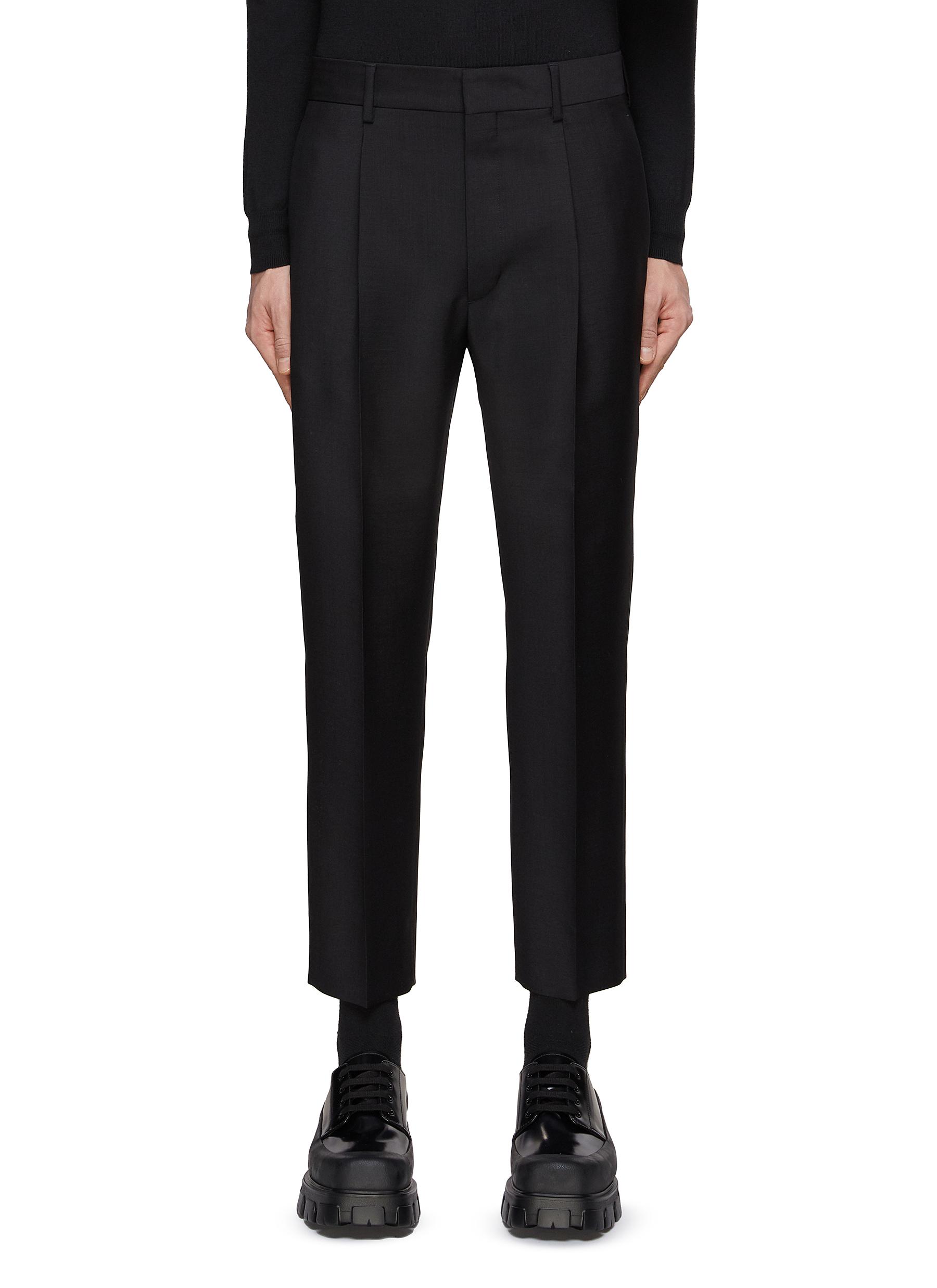 PRADA | Pleated Mohair Blend Cropped Straight Pants | Men