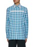 Main View - Click To Enlarge - PRADA - Wavy Line Appliqué Gingham Check Cotton Shirt