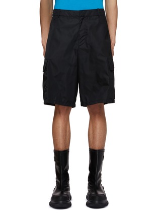 Main View - Click To Enlarge - PRADA - Logo Plaque Flat Front Re-Nylon Cargo Shorts