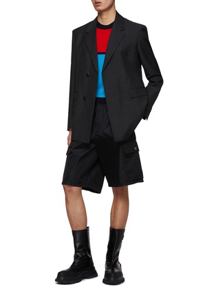 Figure View - Click To Enlarge - PRADA - Logo Plaque Flat Front Re-Nylon Cargo Shorts