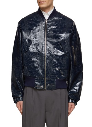 Main View - Click To Enlarge - THE FRANKIE SHOP - ‘Hane’ Crocodile Effect Bomber Jacket