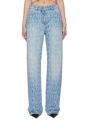 Main View - Click To Enlarge - VERSACE - All Over Logo Washed Straight Jeans