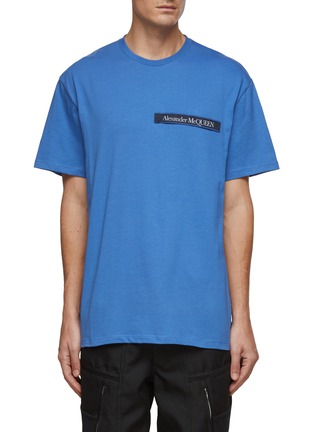 Main View - Click To Enlarge - ALEXANDER MCQUEEN - LOGO TAPE PATCH SHORT SLEEVE CREWNECK T-SHIRT