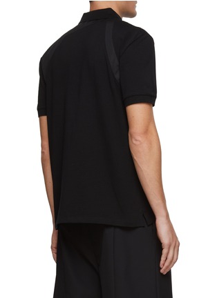 Back View - Click To Enlarge - ALEXANDER MCQUEEN - LOGO TAPE HARNESS DETAIL SHORT SLEEVE COTTON POLO SHIRT