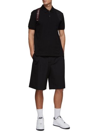 Figure View - Click To Enlarge - ALEXANDER MCQUEEN - LOGO TAPE HARNESS DETAIL SHORT SLEEVE COTTON POLO SHIRT