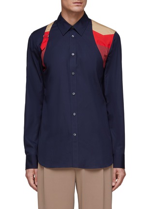 Main View - Click To Enlarge - ALEXANDER MCQUEEN - Striped Harness Panel Cotton Shirt