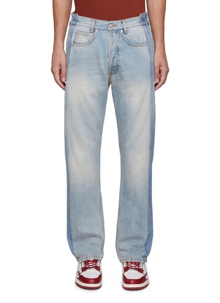 Main View - Click To Enlarge - ALEXANDER MCQUEEN - Contrast Side Panel Light Washed Straight Jeans
