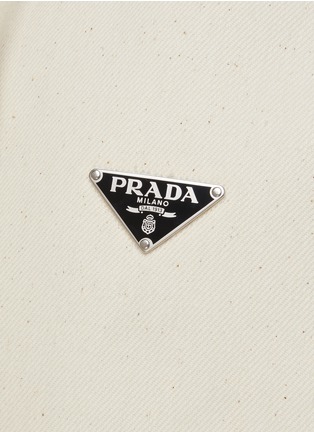 - PRADA - Logo Appliqué Drawstring Hood Cap Sleeve Denim Vest