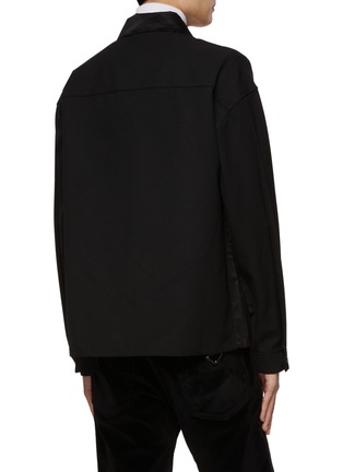 Back View - Click To Enlarge - PRADA - Triangular Logo Cotton Zip Up Shirt Jacket