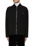 Main View - Click To Enlarge - PRADA - Triangular Logo Cotton Zip Up Shirt Jacket