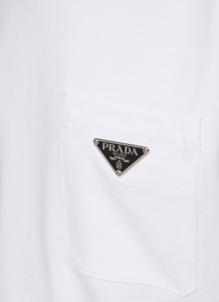  - PRADA - Logo Appliqué Drop Shoulder Crewneck Short Sleeve Cotton Jersey T-Shirt