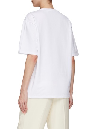 Back View - Click To Enlarge - PRADA - Logo Appliqué Drop Shoulder Crewneck Short Sleeve Cotton Jersey T-Shirt