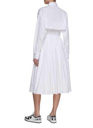 Back View - Click To Enlarge - PRADA - Convertible Cotton Poplin Flared Shirt Dress