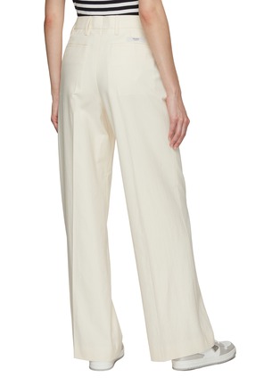 Back View - Click To Enlarge - PRADA - Logo Patch Flat Front Pressed Crease Wide Leg Tailored Pants