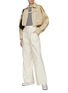 Figure View - Click To Enlarge - PRADA - Logo Patch Flat Front Pressed Crease Wide Leg Tailored Pants
