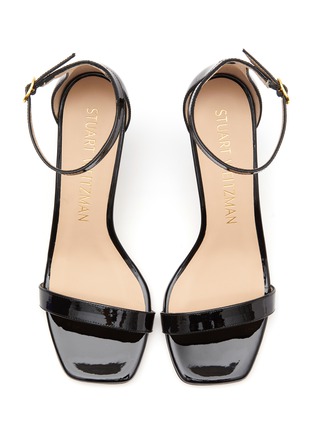 Detail View - Click To Enlarge - STUART WEITZMAN - ‘NUDISTCURVE’ 75 SINGLE BAND SQUARE TOE PATENT LEATHER BLOCK HEELED SANDALS