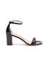 Main View - Click To Enlarge - STUART WEITZMAN - ‘NUDISTCURVE’ 75 SINGLE BAND SQUARE TOE PATENT LEATHER BLOCK HEELED SANDALS