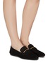 Figure View - Click To Enlarge - STUART WEITZMAN - ‘Crystal Jet’ Crystal Embellished Almond Toe Suede Loafers