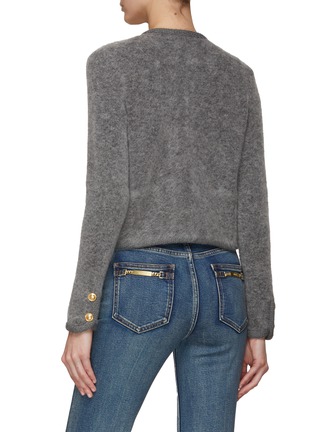 Back View - Click To Enlarge - MO&CO. - Furry Boxy Long Sleeve Cropped Cardigan
