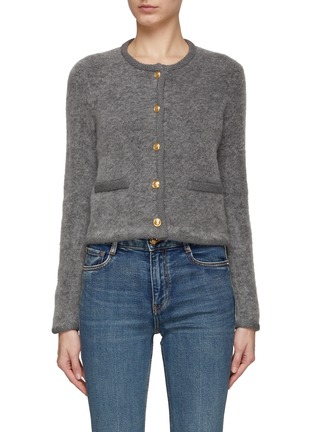 Main View - Click To Enlarge - MO&CO. - Furry Boxy Long Sleeve Cropped Cardigan