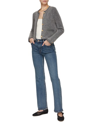 Figure View - Click To Enlarge - MO&CO. - Furry Boxy Long Sleeve Cropped Cardigan