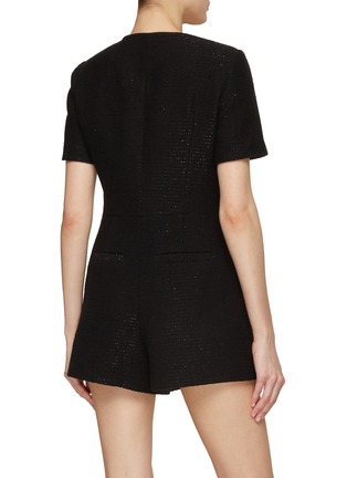 Back View - Click To Enlarge - MO&CO. - Sequin Embellished V-Neck Short Sleeve Jumpsuit