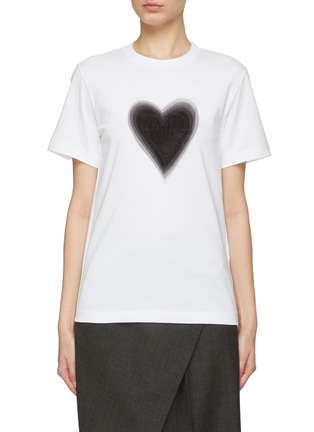 Main View - Click To Enlarge - MO&CO. - Heart Print Logo Embroidery Crewneck T-Shirt