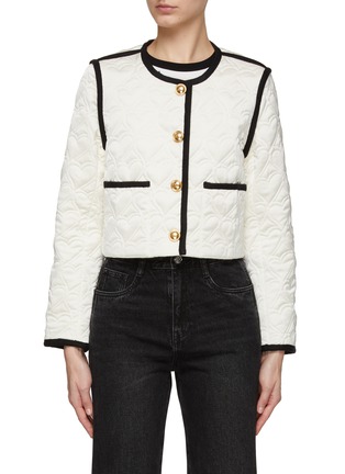 Main View - Click To Enlarge - MO&CO. - Contrast Trim Heart Pattern Quilted Jacket
