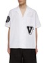 Main View - Click To Enlarge - VALENTINO GARAVANI - VLogo Patch V-Neck Short Sleeve Cotton Poplin Button Up Shirt