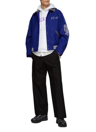 Figure View - Click To Enlarge - VALENTINO GARAVANI - Logo Embroidery Snap Button Closure Wool Blend Varsity Jacket