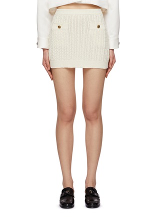 Main View - Click To Enlarge - PRADA - Cotton Blend Cable Knit Mini Skirt