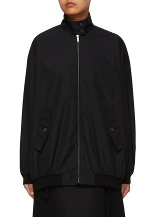 Main View - Click To Enlarge - PRADA - High Neck Front Zip Silk Long Blouson