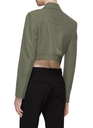 Back View - Click To Enlarge - ALEXANDER MCQUEEN - FLAP CHEST POCKET WRAP EFFECT CROPPED JACKET