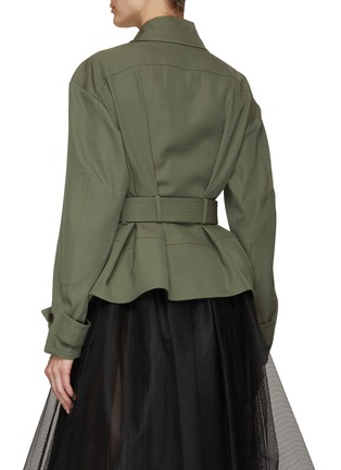 Back View - Click To Enlarge - ALEXANDER MCQUEEN - Belted Single Breasted Puff Sleeve Military Jacket