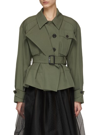 Main View - Click To Enlarge - ALEXANDER MCQUEEN - Belted Single Breasted Puff Sleeve Military Jacket
