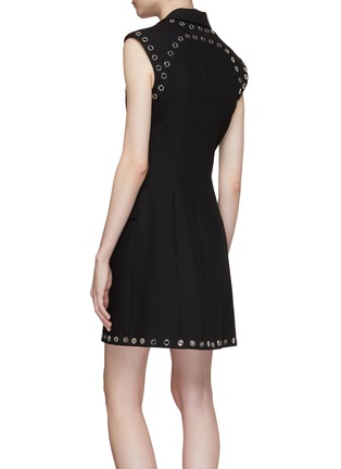 Back View - Click To Enlarge - ALEXANDER MCQUEEN - SLEEVELESS DOUBLE BREASTED EYELET DETAIL GILET DRESS