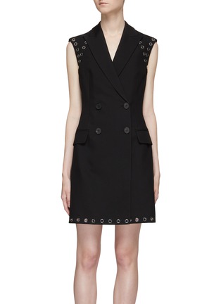 Main View - Click To Enlarge - ALEXANDER MCQUEEN - SLEEVELESS DOUBLE BREASTED EYELET DETAIL GILET DRESS