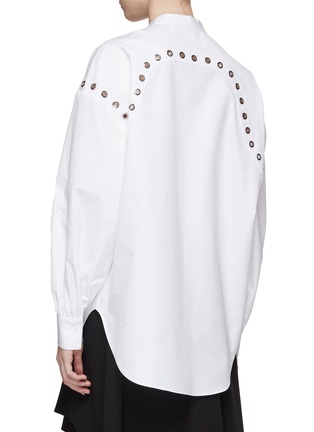 Back View - Click To Enlarge - ALEXANDER MCQUEEN - EYELET DETAIL DROP SHOULDER PUFF SLEEVE BAND COLLAR SHIRT