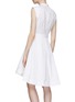 Back View - Click To Enlarge - ALEXANDER MCQUEEN - SLEEVELESS BIB FRONT BAND COLLAR FLARED COTTON MINI DRESS