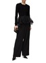 Figure View - Click To Enlarge - ALEXANDER MCQUEEN - Tulle Peplum Hem Panel Ribbed Knit Cardigan