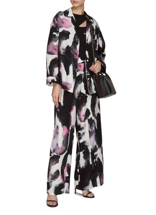 Figure View - Click To Enlarge - ALEXANDER MCQUEEN - Watercolour Brush Stroke Print Wide Leg Pants