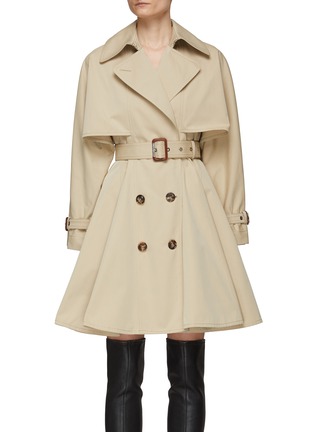 Main View - Click To Enlarge - ALEXANDER MCQUEEN - Belted Flared Skirt Cotton Trench Coat