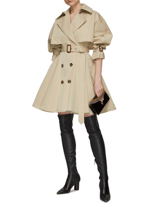 Figure View - Click To Enlarge - ALEXANDER MCQUEEN - Belted Flared Skirt Cotton Trench Coat