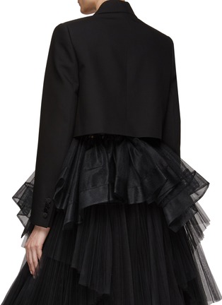Back View - Click To Enlarge - ALEXANDER MCQUEEN - Single Breasted Tulle Peplum Hem Cropped Blazer