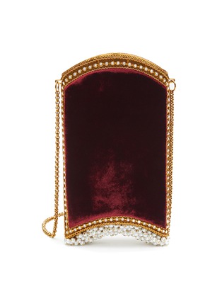 Main View - Click To Enlarge - MAE CASSIDY - ‘VELVET’ PEARL CRYSTAL EMBELLISHED VELVET PHONE POUCH