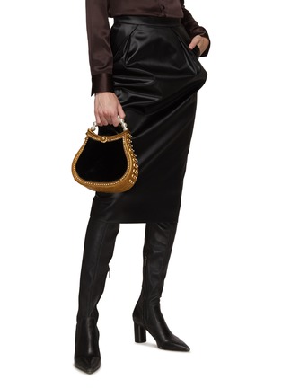 Figure View - Click To Enlarge - MAE CASSIDY - ‘NIMMI’ PEARL TOP HANDLE VELVET BAG