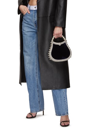 Figure View - Click To Enlarge - MAE CASSIDY - ‘NIMMI’ PEARL TOP HANDLE VELVET BAG