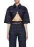 Main View - Click To Enlarge - JACQUEMUS - Cropped Cut-Out Denim Shirt
