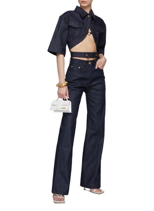 Figure View - Click To Enlarge - JACQUEMUS - Cropped Cut-Out Denim Shirt