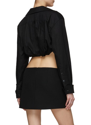 Back View - Click To Enlarge - JACQUEMUS - Elasticated Chest Cotton Cropped Shirt